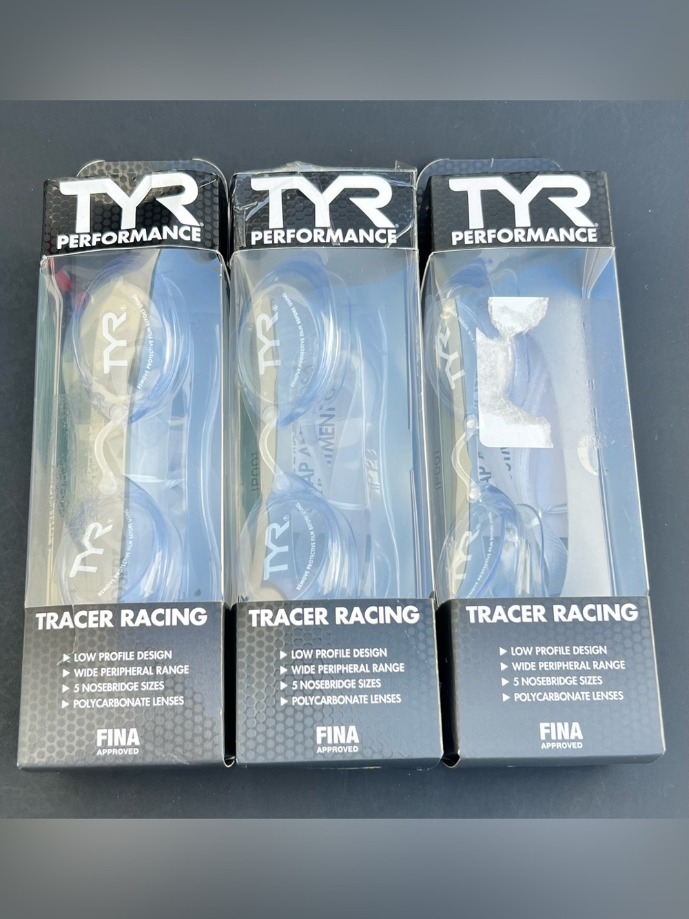 TYR Tracer Racing Adult Fit Clear Goggles NEW